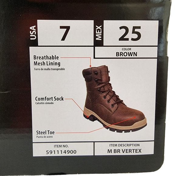 NWT Brahma Men's Vertex Work Comfort Boots Steel Toe Brown Slip & Oil Resistant - Picture 8 of 11